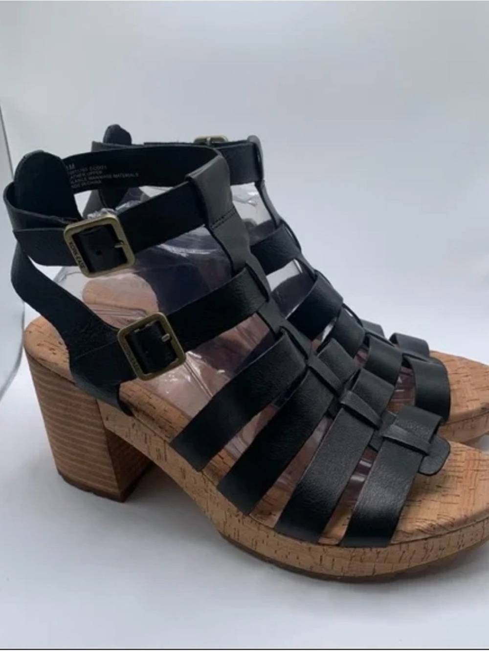 Kors Camille women’s platform Black Strappy Cork Block Heel Sandals size 11